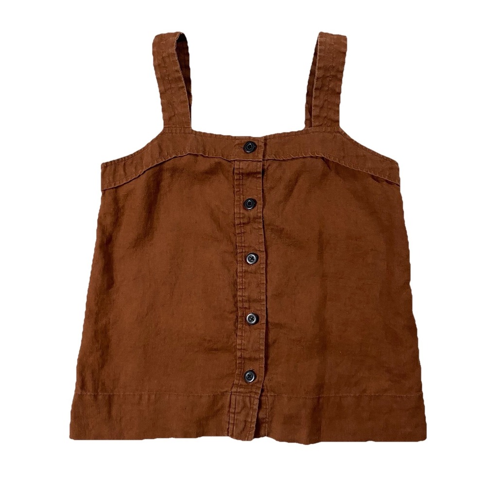 Everlane 100% Linen Picnic Top Button Up Tank Brown Women's 0 Minimalist Eco